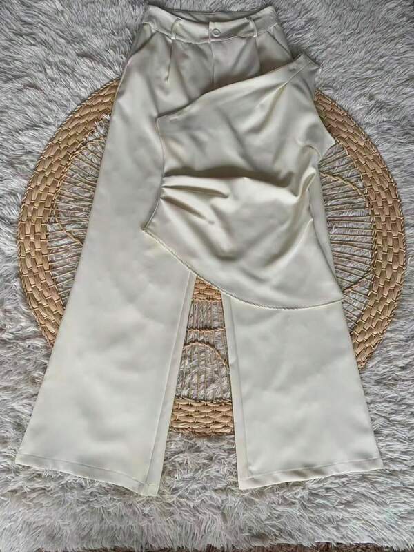 Conjunto Nula Manga Caimento Assimétrico Crepe Pantalona Ombro Só