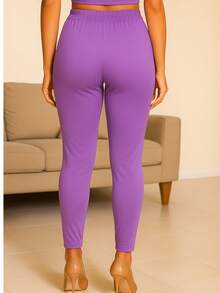 Pantalón Casual Resorte y Moño en cintura con pinzas en la parte de atrás - Lila Púrpura - Ver 3