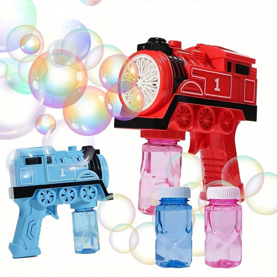 Kids Bubble Gun Train Bubble Machine, Suitable For Children, Automatic Bubble Machine, Comes With Empty Bottles, Children's Bubble Machine Gift, Suitable For Outdoor Game Toys For Boys And Girls Aged 3, 4, 5, 6, 7, And 8+(Battery And Liquid Not Included) - Blue - View 1