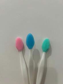 1 件粉色黑头去除刷双面面部清洁 TPE 刷，多功能去角质美容工具、包、收纳袋、收纳