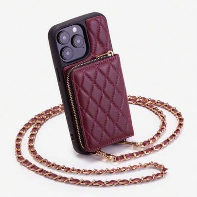 1 chiếc ví da cao cấp hình thoi có mùi thơm, da chần bông với họa tiết lông cừu, ví đeo chéo có dây xích, ví đựng tiền xu, ví đựng thẻ, ốp bảo vệ cho nữ, tương thích với iPhone 17 16 15 14 13 12 11 Galaxy, màu đen/mơ/hồng/nâu vàng/đỏ tía/tím/cam/đen tuyền/trắng thanh lịch, quà tặng mùa xuân, kỷ niệm, sinh nhật, tiệc tùng.