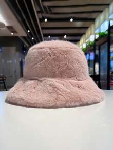 1pc Women's Autumn/Winter Plush Thickened Warm Faux Mink Fur Bucket Hat, Casual Versatile Knit Cap Suitable For Daily Use Winter Warm - Multicolor - View 5