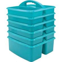 Teal Plastic Storage Caddies 6 Pack