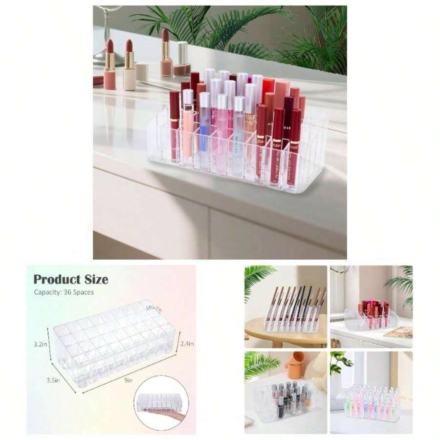 Rollerball Perfume Organizer, Beauty Scent Holder, 36 Space Acrylic Perfume Organizer Refillable Container Tall Scented Oil Storage Display, Makeup Lipgloss Lipstick Display - Initial - View 1