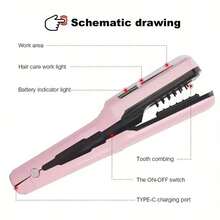 1 X AutoPro USB Rechargeable Electric Hair Straightener, Electric Detachable Scissors, Anti-Frizz Hair Straightening Device, Automatic Anti-Frizz Control, High-Speed Blades, Low Noise Home Haircutting Tool, Holiday Gift - Multicolor - View 9