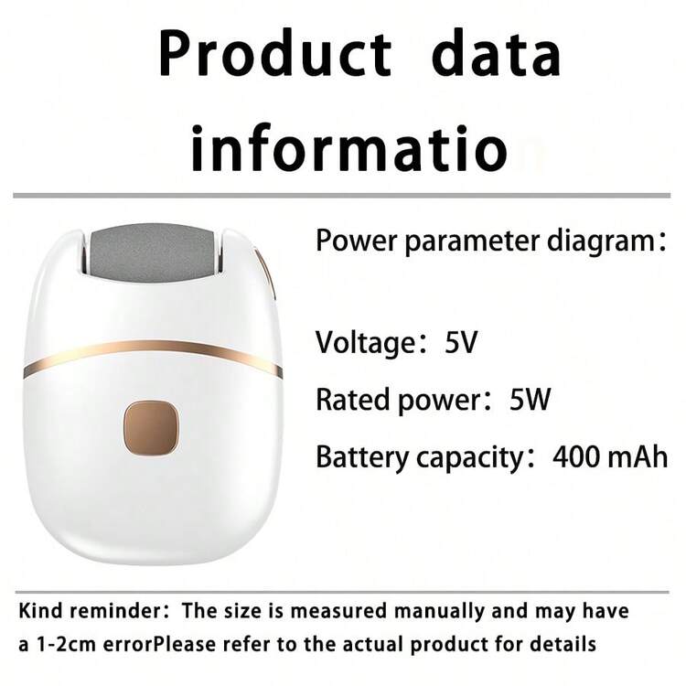 1 pieza Pulidora eléctrica recargable para pies, Dispositivo de pulido de pies de cuero grueso, Pulidora de pies - Multicolor - Añade 8