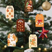 8 etiquetas navideñas, 8 estilos de etiquetas de papel kraft navideñas con cuerda, adecuadas para el embalaje navideño, el embalaje de regalos navideños, el tema navideño del hombre de jengibre en el estilo de Ins, colgante de etiqueta de regalo, decoración de fiesta, suministros de colgante