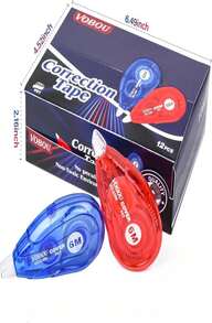 Vobou White Correction Tape, Easy To Use Applicator For Instant Corrections Wrong Writing At Any Time, For School, Office (Red And Blue, 12pack, 6M_256" X 02") - White - View 7