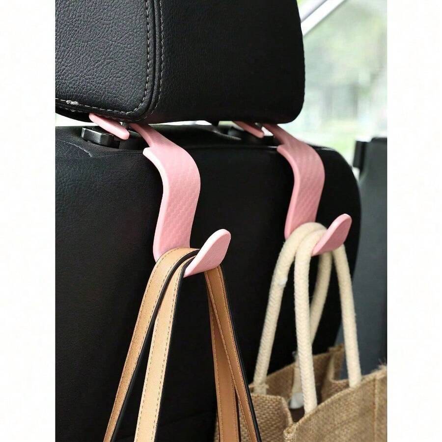 4pcs Car Seat Headrest Hanger, Car Seat Storage Hooks For Purse Handbag Jacket Grocery Bag, Universal Plastic Hanger For Car Backseat Accessories For Women Storage Organizer Travel Essentials Back To School Dormitory Storage Fall Decor - Nhiều màu - Xem 1