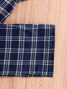 Boys' Fashion Air-Conditioned Room Loungewear Long Sleeve Top And Plaid Pants Set, Anti-Kick And Warm, "Hi" Print Shirt With Black & White Checkered Pants, Comfortable Fabric, Suitable For Spring, Autumn And Summer Wear - Royal Blue - View 5