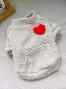 1 pieza Ropa para mascotas, Lindo atuendo para perros/gatos pequeños, Suéter de cuello redondo cálido y cómodo para otoño/invierno