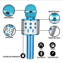 Microfone Ws 858 Karaokê Bluetooth Efeito Voz Modo Gravação  Função Selfie - Pink - Visão 8