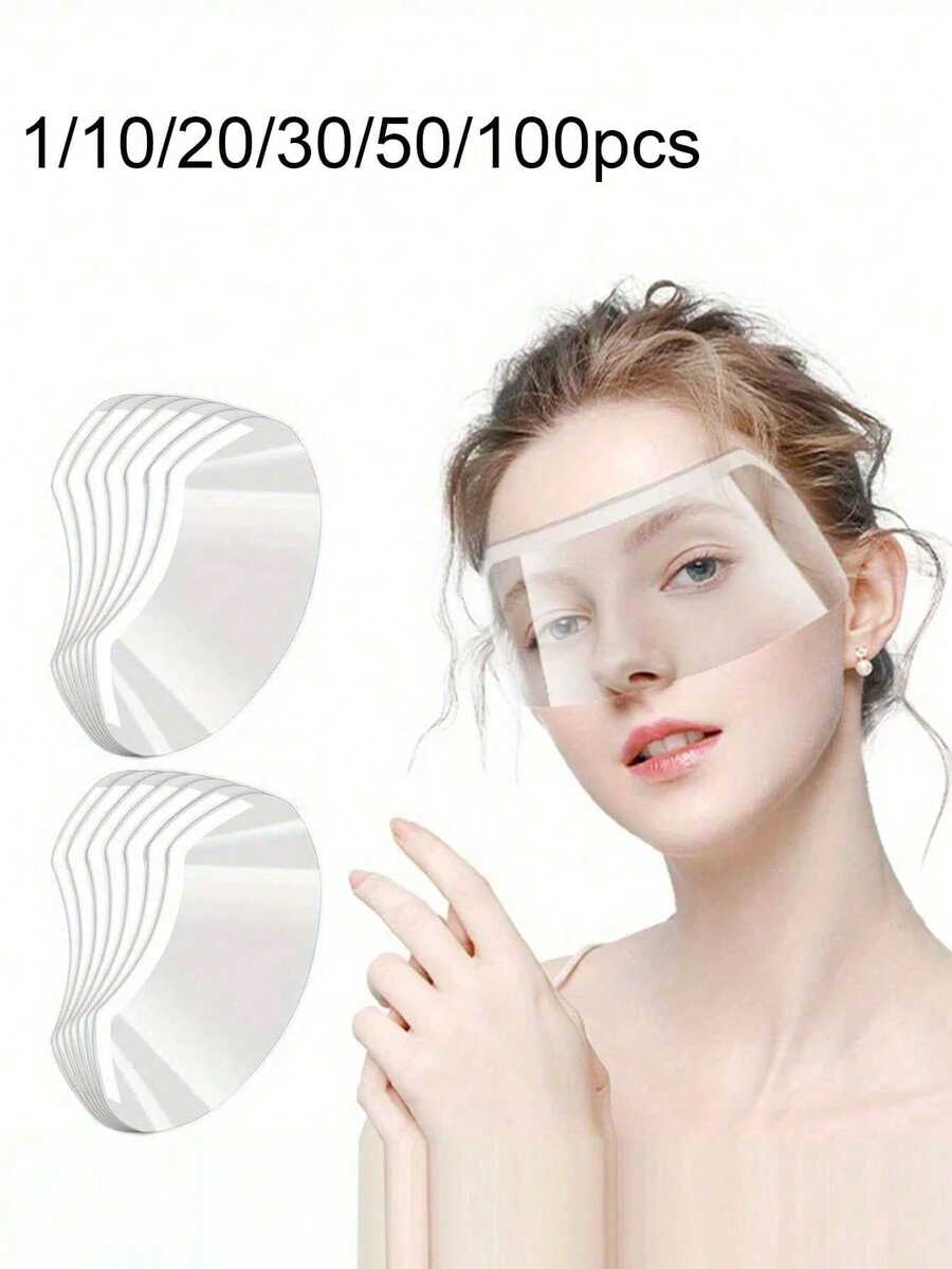 5/10/25/50pcs Shower Facial Eye Mask, Transparent Sunshade Eye Protection, Eyebrow Protection, Shower Water Baffle, Suitable For Eyelash Extension Surgery And Postoperative Care Of Eyelids, Salon Supplies,Transparent Face Visors Face Eye Protector Hair Cutting Eye Protection Mask Hair Cutting Shield - Multicolor - View 1