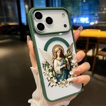 Kompatibel mit iPhone 17 Pro Max Air 16 16e 15 Plus 14 13 12 11 XS Max XR X Lily Angel Muster Stoßfest Kratzfest Anti-Gelbfärbung Transparente Modische Bunte Smartphone Hülle Geschenk, iPhone Hülle, Blumenmuster Hülle, Transparente Ästhetik, Langlebiges Spritzgussverfahren, UV-bedrucktes Kunstwerk, Stilvoller Autobesitzer, Technologie-Zubehör-Enthusiast - Grün - Übersicht 2