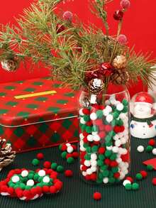 300 piezas - Pompones de Navidad en rojo, verde y blanco, bolas esponjosas pequeñas para manualidades y decoraciones de fiesta, materiales de decoración navideña DIY, suministros para manualidades, regalos navideños adecuados para árboles de Navidad, decoraciones de tarjetas de felicitación, relleno de jarrones (tres colores)