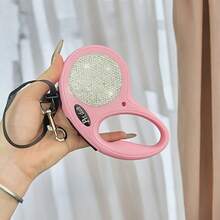 1pc Elegant Rhinestone Studded Pink Retractable Dog Leash, 10ft Durable Pet Lead With Ergonomic Handle And Keychain Clip, Outdoor Walking Rhinestone Dog Leash, Fashionable & Portable Pet Leash For Travel, Birthday Party, Holiday Gift, Decorative Artwork, Halloween, Thanksgiving, Christmas
