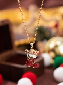 1pc Fashionable, Versatile & Elegant Christmas Element Design Necklace Jewelry, Suitable For Holiday Parties, Banquets, Can Be A Surprise Christmas Gift For Family, Friends, Mother, Wife, Lover