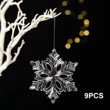 亚克力雪花挂饰 3 种款式水晶透明塑料圣诞树吊坠适用于圣诞节冬季雪景主题 DIY 装饰、新年派对、节日装饰、家居装饰