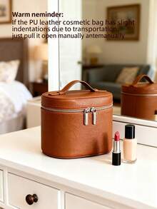 Portable Christmas Gifts Cosmetic Bag - Travel Toiletry Organizer With Compartments & Handle For Women - 粉色 - 查看 7