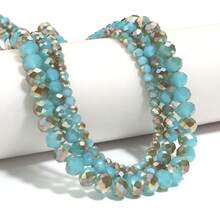 1 件 4 毫米/6 毫米/8 毫米刻面电镀蓝绿色玻璃水晶珠，时尚经典彩色珠子，适合制作圣诞珠宝、DIY 耳环/手链/项链/圣诞树装饰/节日装饰/婚礼装饰/窗户装饰/服装和箱包配饰 - 半電鍍藍綠色 - 查看 4