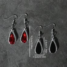 1 Pair Gothic Water Drop Earrings, Red/Black - Hook Design, Vintage Charm, Ideal Holiday Gift For Sisters Or Best Friends, Suitable For Teenagers - 粉色 - 查看 9