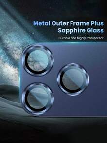 1pc Apple 17 Pro Max Camera Lens Protector - [Anti-Crack] [Strong Adhesion] [Compatible With Phone Case] Metallic Tempered Glass Rear Camera Screen Protector - Deep Blue