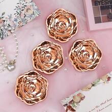1Pc Mini Travel Makeup Mirror, Portable Foldable Mirror Rose Petal Shape Compact Mirror Suitable For Wedding Parties And Birthday Occasions