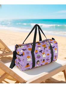 Halloween Themed Travel Bag, Pumpkin Shape Yoga Mat Carrier Shoulder Bag, Large Capacity Polyester Durable Foldable Travel Bag, Unisex - Duffel Bag - View 9