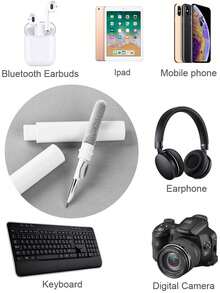 Office Multi-Functional Portable Bluetooth Earphone Cleaning Pen 3-In-1 Bluetooth Earbuds Mobile Phone Computer Cleaning Brush Dual-Head Design Free Switch To Remove Dirt Surface Dust Back To School,Suitable For Spring,Summer,Autumn,Winter,Return To School, Christmas, Halloween, Thanksgiving, Children's Day, Teacher's Day, New Year's Birthday Gifts Decorate For Good Friends