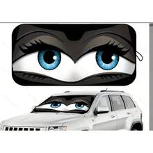 1 pieza Parasol de ojo de coche divertido, a prueba de sol, protección UV, plegable, material 210T ennegrecido, mantiene su vehículo fresco, adecuado para parabrisas automotriz