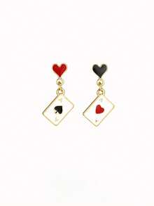 3pcs Women Fashion Asymmetric Heart & Playing Card Pendant Necklace Choker Set - Multicolor - View 3