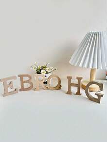 1pc Natural Wooden DIY English Alphabet Decorative Table Sign, Can Stand On Table, For Wedding, Party, Home Decoration Best Gifts Birthday Graduation