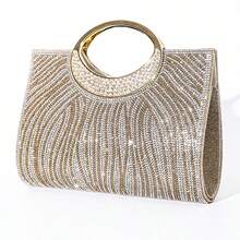 Sparkling Crystal Rhinestone Gold Purse,Gold Bag For Women, Luxury Glitter Cocktail Gold Clutch Bag For Weddings Parties & Formal Events, Elegant Evening Handbag With Bridal Party Sequin Dress & Holiday Gown Matching,Perfect For Party Wedding Prom Dinner/Banquet Matching With Holiday Party Dress Evening Dress & Sequin Dress , New Year - Hoa hồng vàng - Xem 10