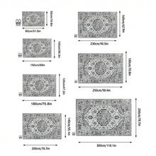 1pc High-Grade Gray - Classic - Geometric Floral Striped Bohemian Area Rug, Soft Faux Wool Rectangular Rug In European And American Style, Machine Washable, Suitable For Living Room, Bedroom, Entryway, Bathroom, Hallway, Patio, Kitchen, Indoor Outdoor, All Season Large Size Mat, Home Decor - Multicolor - View 3