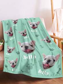Custom Dog Blanket Personalized Photo And Name Blanket With Custom Dog Head Plush Sherpa Blanket 5 Sizes Colors Optional For Pet Dog Cat Owner Memorial Gift - Multicolor - View 6