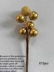 باقة زهور اصطناعية من الرغوة والترتر، توت بري ذهبي اصطناعي، سيقان توت ذهبي اصطناعي مزخرفة بالترتر لتزيين شجرة عيد الميلاد وديكور السنة الجديدة والهدايا والأعمال اليدوية، قلب زهري من الرغوة مع توت ذهبي اصطناعي مزخرف بالترتر لتزيين شجرة عيد الميلاد والأكاليل والحفلات والتصوير الفوتوغرافي، مناسب لتزيين عيد الميلاد والزفاف والحفلات وشجرة عيد الميلاد والأكاليل DIY