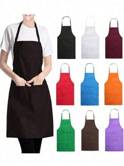 1/5pcs Oil-Proof With Pockets Kitchen Apron - Dirt-Resistant Waist Apron And Waist-Length For Cooking And Catering Men And Women Kitchen, Polyester Apron For Women, Supplies Fashionable Kitchen Workwear, For Cooking, Grilling, Barbecuing And Outdoor Activities, Halloween, Christmas