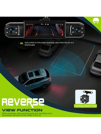 360° Dash Cam Cars, Channle, Front 1080P HD Rear/Left/Right 720P 3.16" IPS Display, Night Vision, Loop Recording, 24H Parking Monitor (G Sensor/Motion Detection), Optional 32GB Memory Card., Vehicle Security Camera, Car Compact Moderne Cam, Construction, Highquality Gsensor Owners, Commuters, Rear Wireles view 7