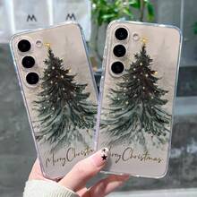 Christmas Tree Straight Edge Transparent Phone Case For Apple  17 Air/16 15 14 13 12 Pro Max/17 16 15 14 Plus 13 12 11 Pro/X/Xs Max/XR/7/8 Shockproof Suit For Samsung S22 S23 S24 S25 Ultra/Plus/FE/Edge/+ A14 A15 A16 A25 A26 A34 A35 A36 A53 A54 A55 - 透明的 - 查看 4