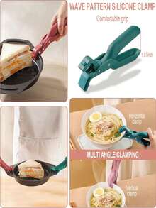 Silicone Multi-Function Heat Resistant Tongs - Heatproof Silicone Grip, Non-Slip Coating, Ergonomic Hot Plate, Tray Stand - Food Processing Kitchen Tool, Microwave Steamer Tongs, Multi-Function Bowl Rack Clip, Air Fryer Tongs, Heat Resistant Handle, Heat Resistant Bowl Clip, Oven Pot Clip - Multicolor - View 9