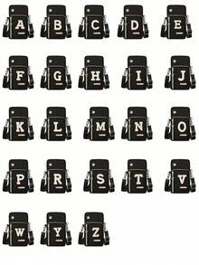 Women's Phone Pouch, Fashionable Pearl Rhinestone Monogram Design, A-Z Letter, Mini Crossbody Bag, Vertical Women's Coin Purse, Sports Armband/Running Wristband, Mini Casual Crossbody Phone Pouch With Earphone Hole, Suitable For Professionals, College Students, Work, Business, Commute, Office, Anniversary, Gift For Lover, Birthday, Valentine's Day, Christmas, Thanksgiving - Multicolor - View 2