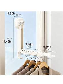 1pc Retractable Folding Clothes Drying Rack, Wall Mounted Balcony Hanger, Window Hanging Clothes Rack, No Drilling Required, Extendable Laundry Dryer