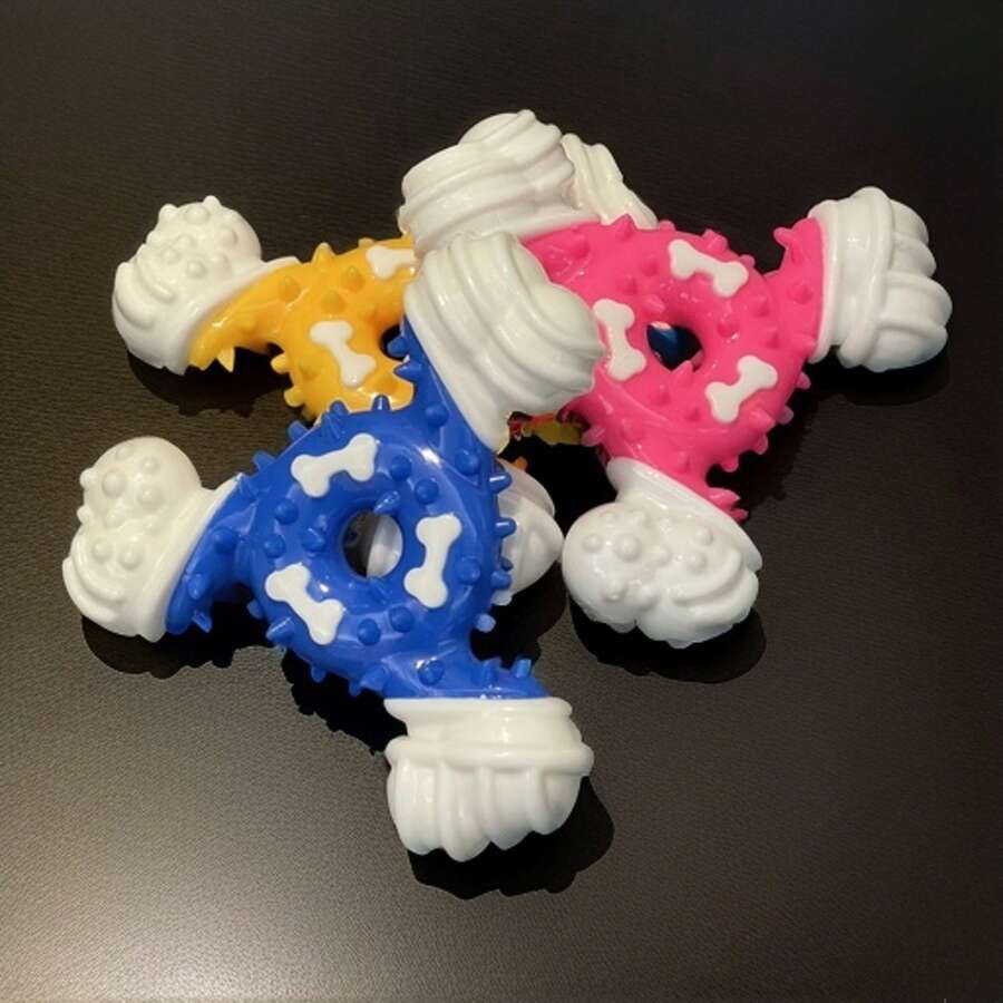 Durable Dog Chew Toy For Teeth Cleaning - Durable Nylon Teeth Stick With Interactive Puzzle Design, Perfect For Small And Medium Dog Breeds, Promotes Healthy Chewing And Play, Suitable For Aggressive Chewers - Màu Hồng Tươi - Xem 1