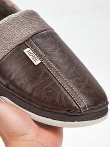 Pmoiste 男士家居拖鞋 保暖舒适 绒面记忆棉室内鞋 冬季防滑柔软男士拖鞋 偏小两码 - 咖啡棕 - 查看 2