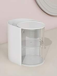 1pc Multi-Layer Rotating Compartment Hair Accessory Storage Box, Hair Clip & Tie Organizer, Headpiece Display Case, Practical Storage Box For Combs, Glasses, Makeup Brushes, Eyebrow Pencils, Minimalist & Functional PET Material Hair Accessory Box, Gift Box, Birthday Gift