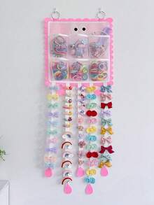 1 pieza Organizador de diademas con lazos para niñas, perchero para pinzas de pelo, organizador de accesorios para el cabello de bebé, decoración colgante de pared para habitación de niños, regalo de cumpleaños de bebé, regalo de baby shower - Multicolor - Ver 7