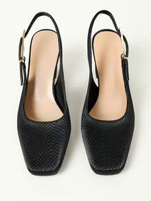 WHDXY 1 Pair Women's Square Toe Basic Slip-On High Heel Pumps, Sexy 7CM Chunky Heel Dress Shoes For Office, Flight Attendant, Formal Occasions