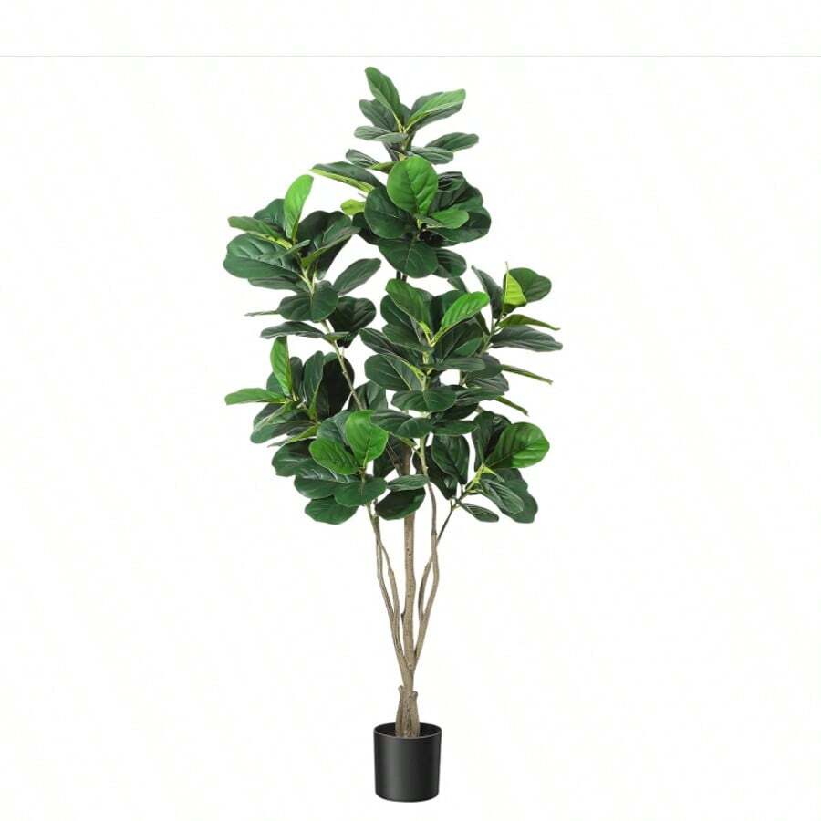Artificial Fiddle Leaf Fig Tree,Faux Ficus Lyrata Plant,Faux Tall Ficus Tree,Fake Fig Silk Tree In Pot For Indoor Outdoor Home Office Living Room Bathroom Decor - 6 pies - Ver 1