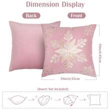 1pc Snowflake Embroidery Pillowcase, Soft Velvet Fabric, Decorating Sofa And Living Room, Pink - Pink - View 7