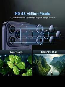 1pc Apple 17 Pro Max Camera Lens Protector - [Anti-Crack] [Strong Adhesion] [Compatible With Phone Case] Metallic Tempered Glass Rear Camera Screen Protector - Deep Blue